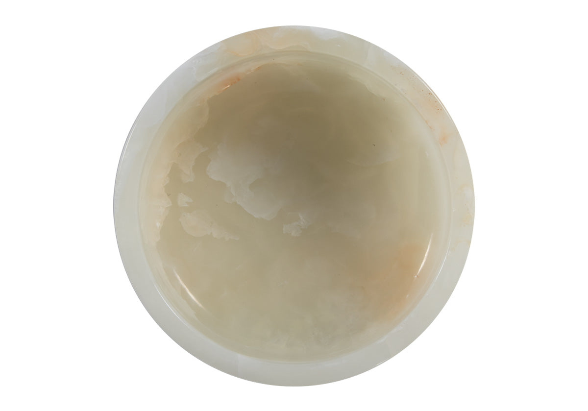 top view, looking into angelo bowl, made of white onyx.