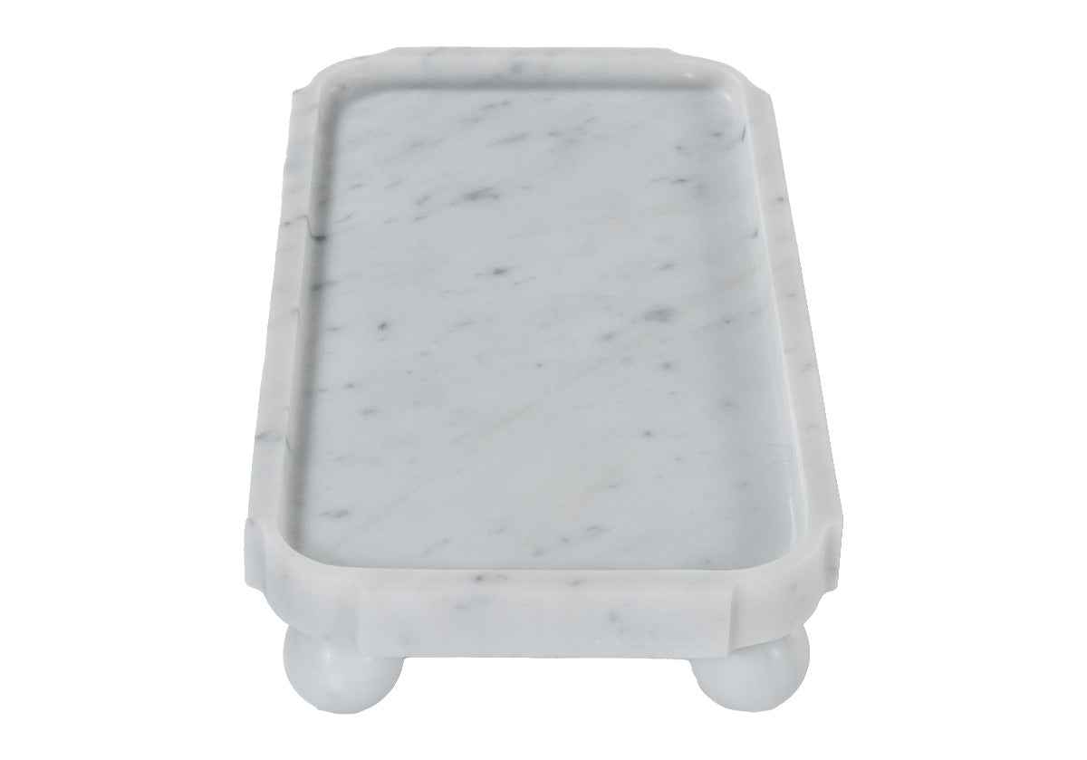 GRAND MARBLE FOOTED TRAY | Bianco Carrara