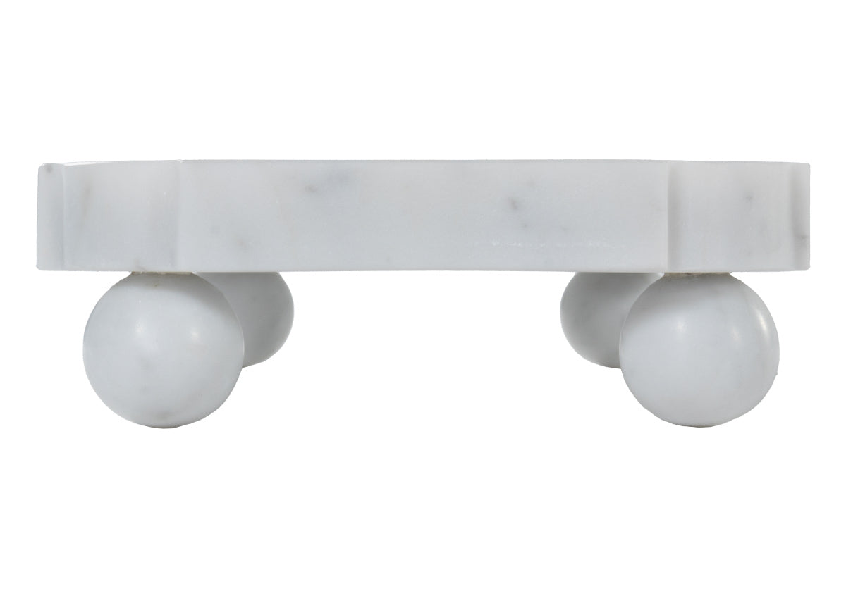 GRAND MARBLE FOOTED TRAY | Bianco Carrara