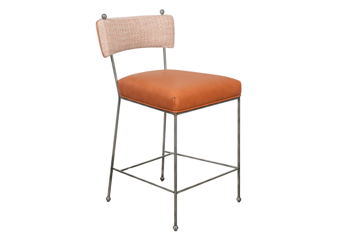 YVETTE COUNTER STOOL | Terra Leather & Tweed