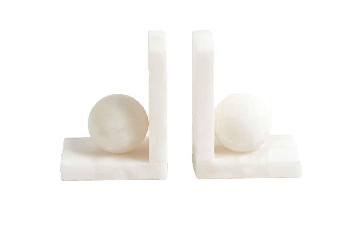 ALABASTER BALL BOOKENDS
