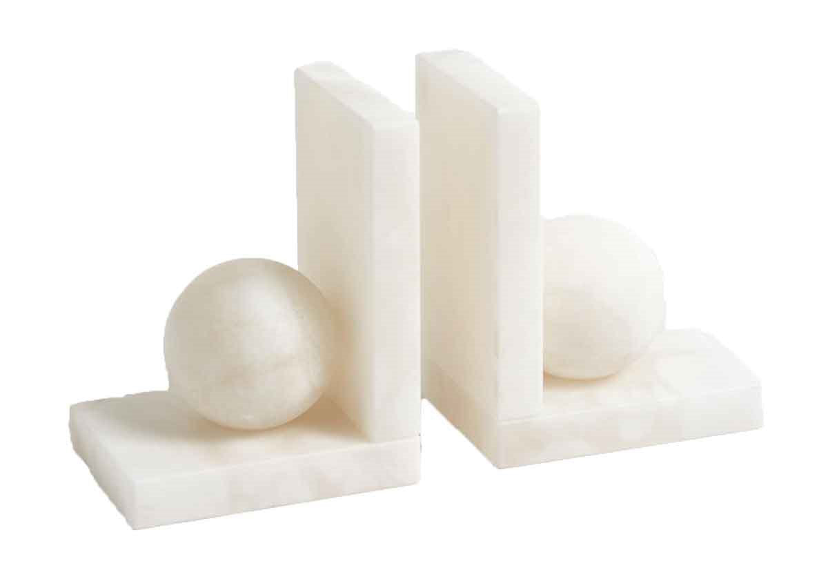 ALABASTER BALL BOOKENDS