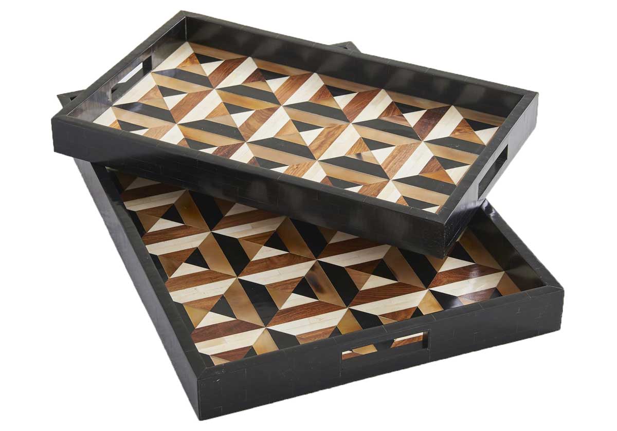 TRIANGLE MARQUETRY TRAY