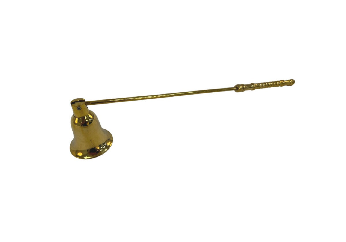 The ultimate in elegance, this candle snuffer elevates any candle setting with its elongated thin handle and traditional shaped bell. Its polished brass finish complements its design, lending a timeless quality. Pair with the Maison Tray for an added touch of sophistication.