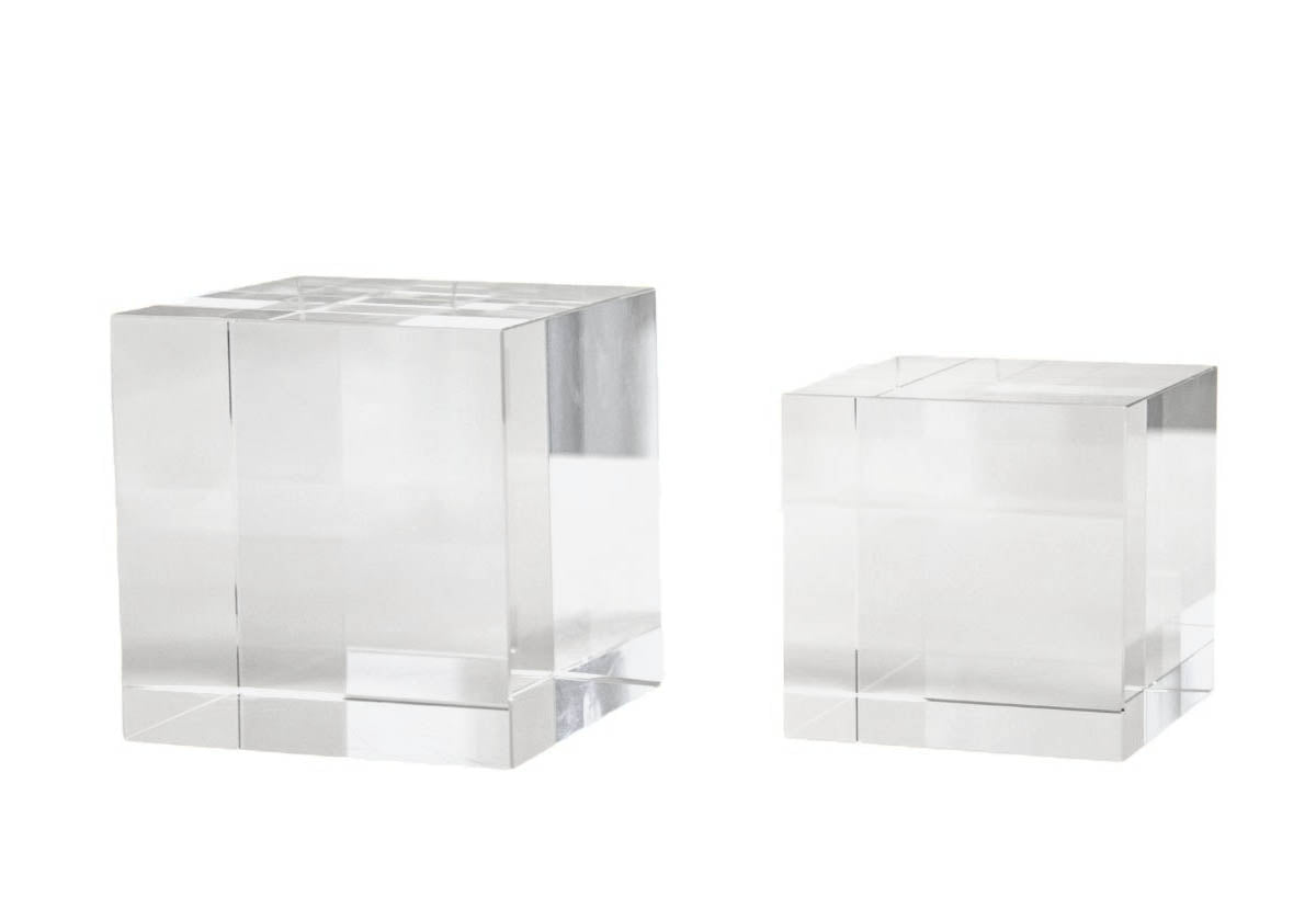 both small and large crystal cubes next to each other. 